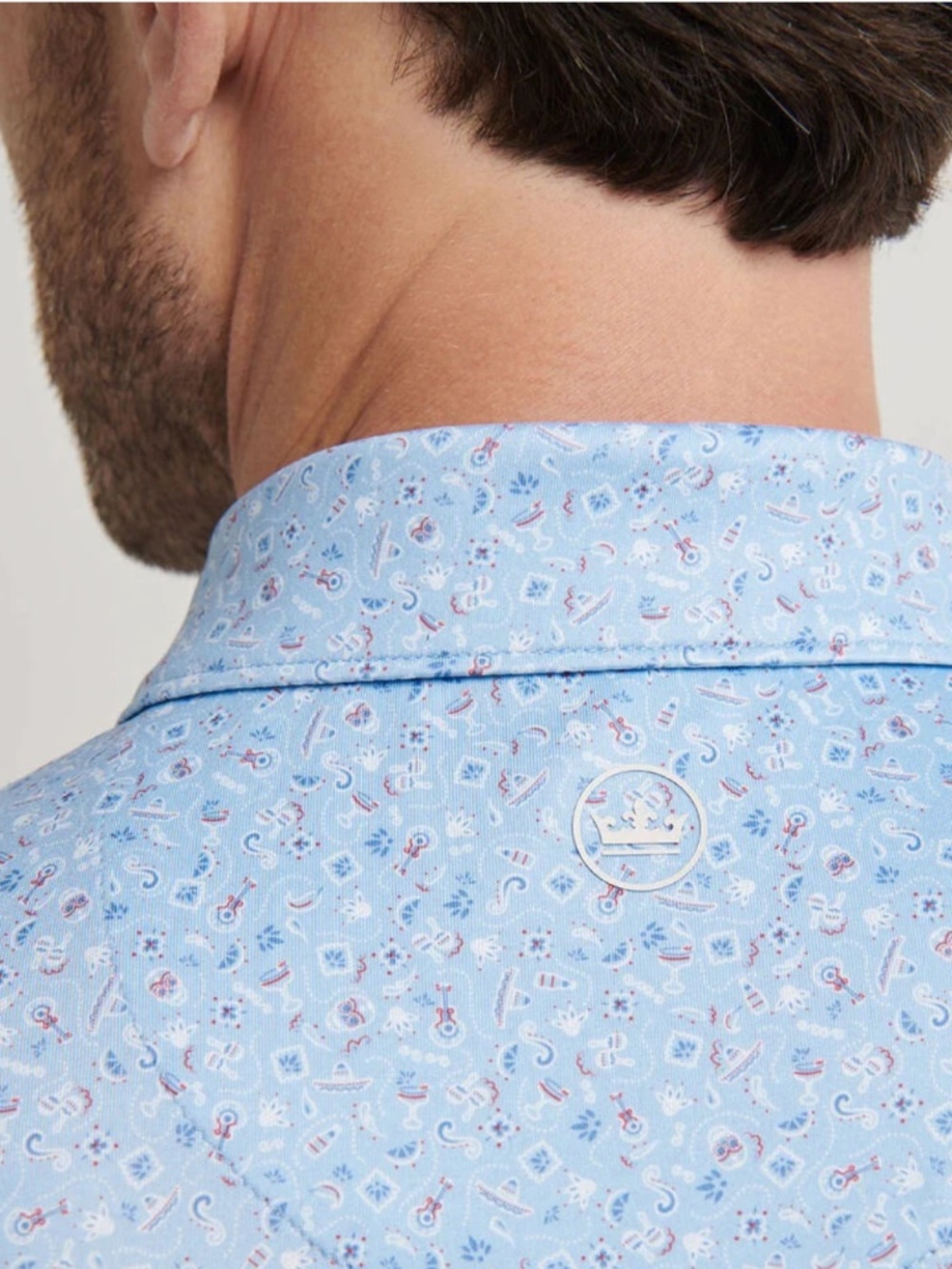 Peter Millar Men's XL Cottage Blue Day of the Dead Jersey Polo MSRP $118